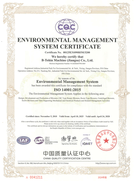 La Cina B-Tohin Machine (Jiangsu) Co., Ltd. Certificazioni