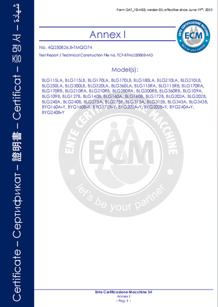 La Cina B-Tohin Machine (Jiangsu) Co., Ltd. Certificazioni