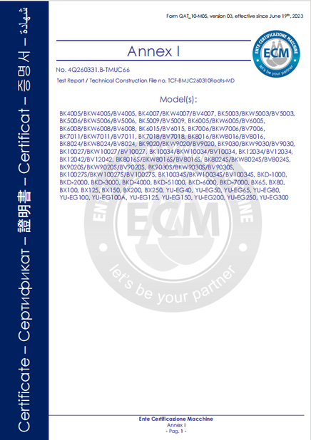 La Cina B-Tohin Machine (Jiangsu) Co., Ltd. Certificazioni